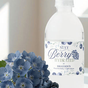 Stay Berry Hydrated First Birthday Water Bottle Label