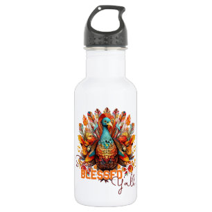 Stay Blessed Y'all with Colourful Turkey 532 Ml Water Bottle