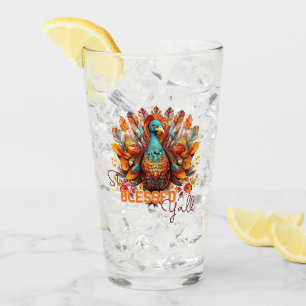 Stay Blessed Y'all with Colourful Turkey  Glass