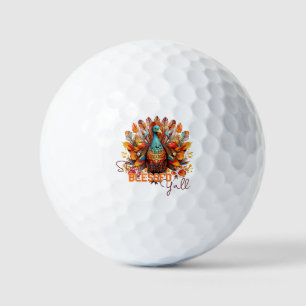 Stay Blessed Y'all with Colourful Turkey  Golf Balls