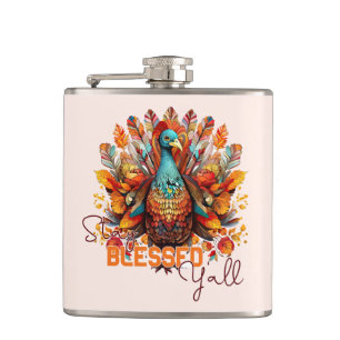 Stay Blessed Y'all with Colourful Turkey Hip Flask