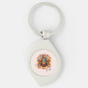 Stay Blessed Y'all with Colourful Turkey  Key Ring