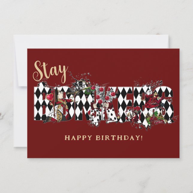 Stay Bonkers Alice in Wonderland Birthday Card (Front)