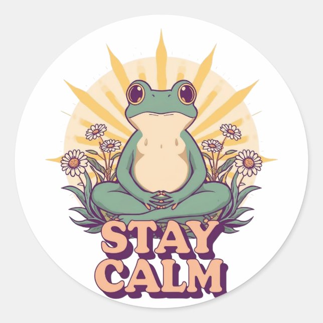 Stay Calm Frog Sticker (Front)