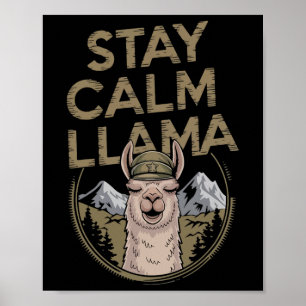 Stay Calm Llama Hiking With Alpaca Funny  Poster