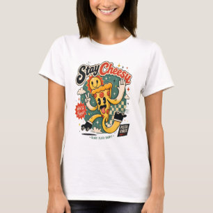 Stay Cheesy Roller Skater Pizza Slice T-Shirt