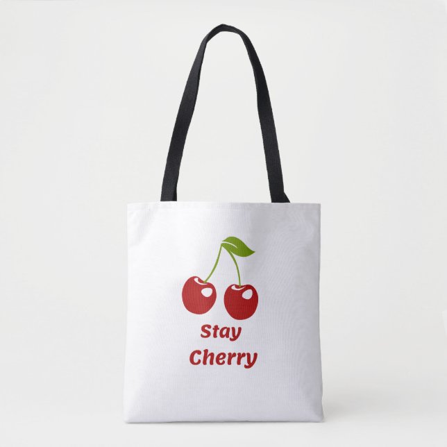 Stay Cherry – White Tote Bag (Front)