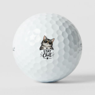 Stay Chill Cat Sunglasses – Cool Cat Lover Design Golf Balls