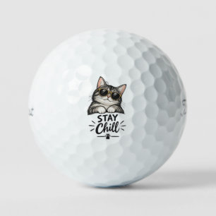 Stay Chill Cat Sunglasses – Cool Cat Lover Design Golf Balls