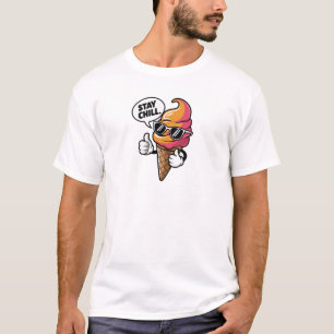 Stay Chill Cool Ice Cream Cone Design T-Shirt