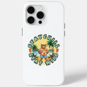 Stay Chill Stay Wild – Summer Beach Bear Design iPhone 15 Pro Max Case