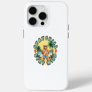 Stay Chill Stay Wild – Summer Beach Bear Design iPhone 15 Pro Max Case
