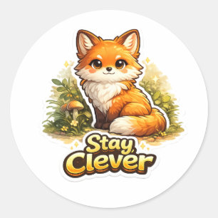 Stay Clever - Cute Fox Motivation Classic Round Sticker