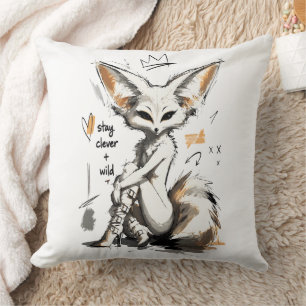 Stay Clever Wild Fennec Fox – Edgy Anthro Fashion Cushion