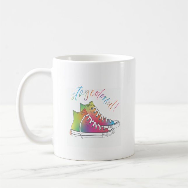 Stay Colourful Tie-dye high-top sneakers design Coffee Mug (Left)