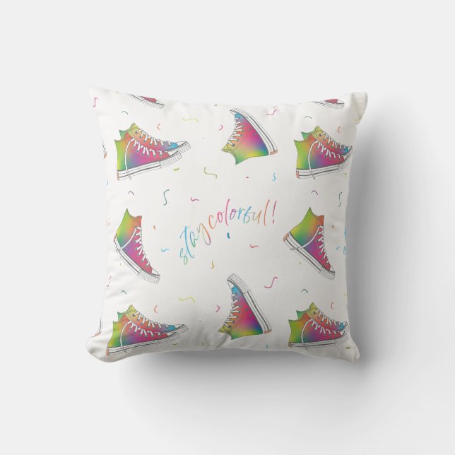 Stay Colourful Tie-dye high-top sneakers design Cushion (Front)