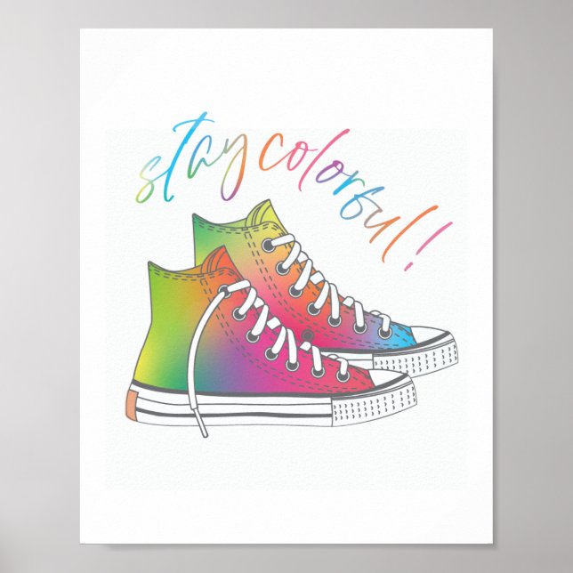 Stay Colourful Tie-dye high-top sneakers design Poster (Front)