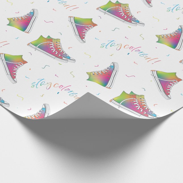 Stay Colourful Tie-dye high-top sneakers design Wrapping Paper (Corner)
