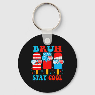 Stay Cool 4th July Popsicle Boys Men Usa Flag Amer Key Ring