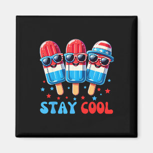 Stay Cool 4th July Popsicle Shirt Boys Men Usa Fla Magnet