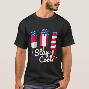 Stay Cool 4Th Of July Popsicle Usa Flag T-Shirt