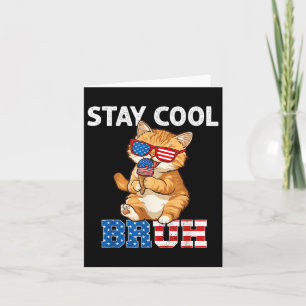Stay Cool Cat Popsicle Lover American Flag 4th Of Card