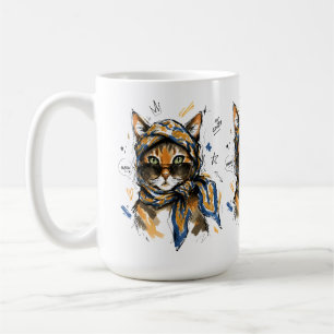 Stay Cool Cat with Sunglasses & Paisley Scarf Coffee Mug