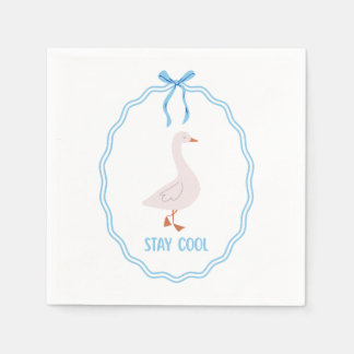 Stay Cool Cute Goose with Ribbon Frame Napkin