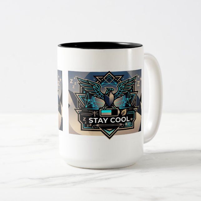 "Stay Cool – Geometric Bird Design Mug for Relaxed (Front Right)