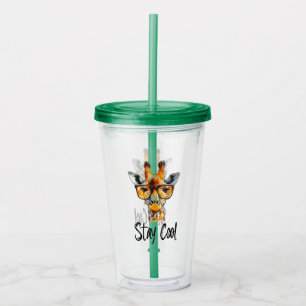 Stay Cool - Giraffe with Sunglasses Illustration Acrylic Tumbler