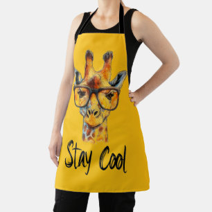 Stay Cool - Giraffe with Sunglasses Illustration Apron