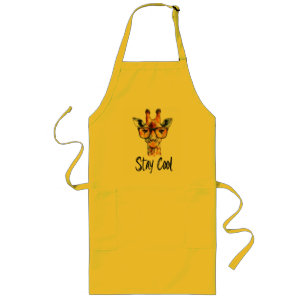 Stay Cool - Giraffe with Sunglasses Illustration Long Apron