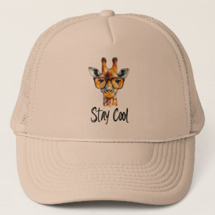 Stay Cool - Giraffe with Sunglasses Illustration Trucker Hat