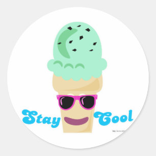 Stay Cool Ice Cream Classic Round Sticker