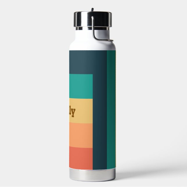 Stay Cool in Style – Retro Striped  Water Bottle (Left)