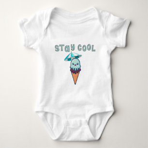 Stay Cool Kawaii Funny Ice Cream Baby Bodysuit