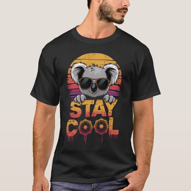Stay Cool Koala T-Shirt | Retro Sunset Koala Graph (Front)