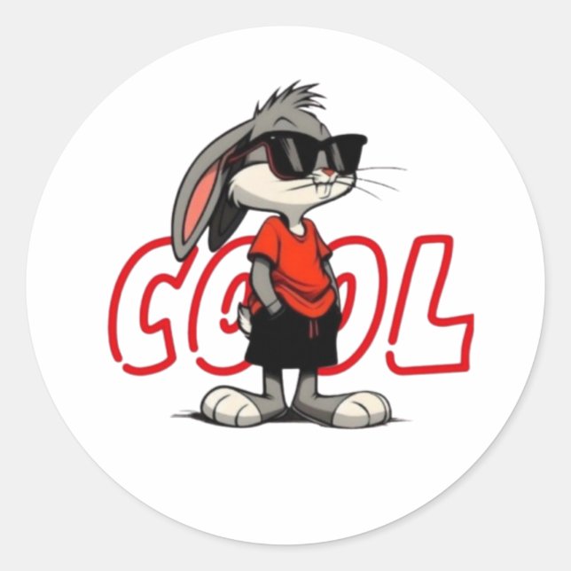 Stay cool like this bunny  classic round sticker (Front)