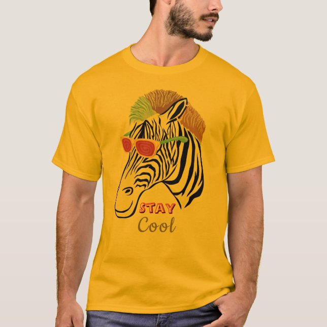 Stay Cool Men’s Graphic T-Shirt with Zebra image (Front)