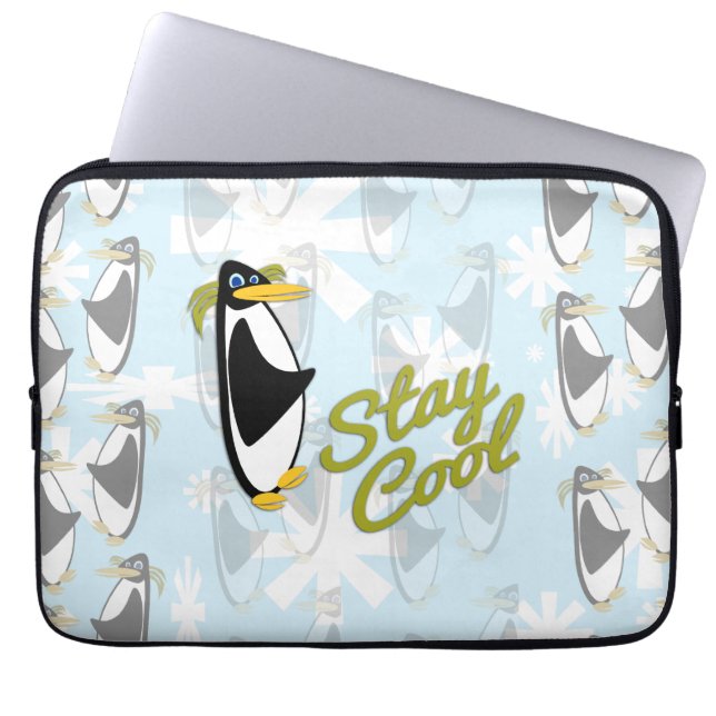 Stay Cool Penguin Style Laptop Sleeve (Front)