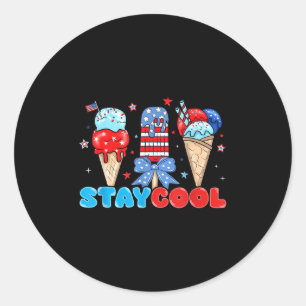 Stay Cool Popsicle 4th Of July American Flag Boys Classic Round Sticker