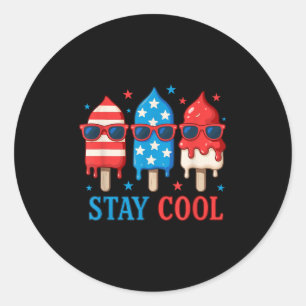 Stay Cool Popsicle 4th Of July American Flag Boys Classic Round Sticker