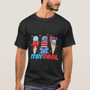 Stay Cool Popsicle 4th Of July American Flag Boys T-Shirt