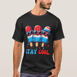Stay Cool Popsicle 4th Of July Boys Men Usa Americ T-Shirt