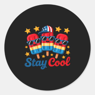 Stay Cool Popsicle Shirt Boys Men 4th July America Classic Round Sticker