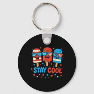Stay Cool Popsicle Shirt Boys Men 4th July America Key Ring