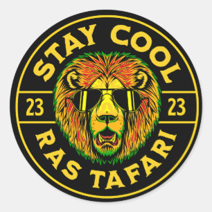 Stay Cool Ras Tafari Button Sticker