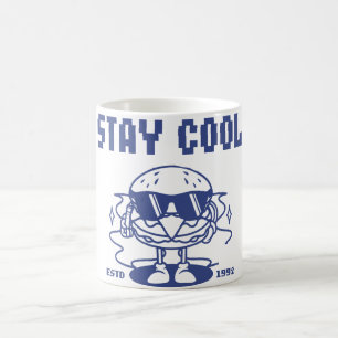 Stay Cool Retro Burger Cartoon - Hamburger Food  Coffee Mug