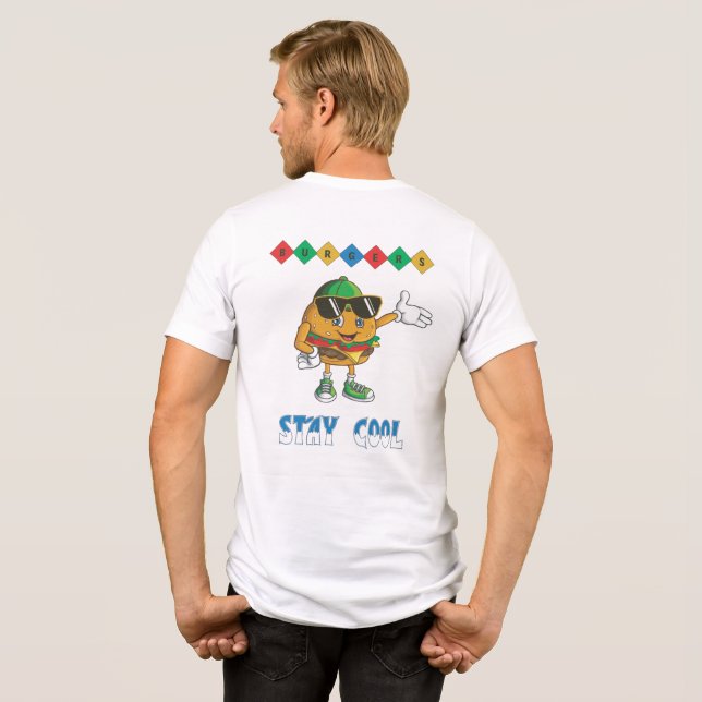  Stay Cool Retro Burger Cartoon  Tri-Blend Shirt (Back Full)