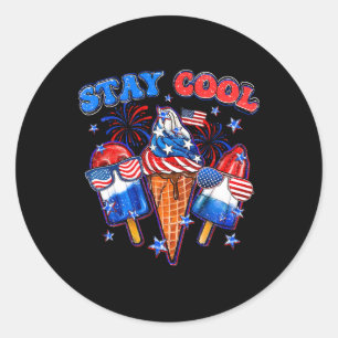 Stay Cool Rocket Pop Red White And Blue Popsicle S Classic Round Sticker
